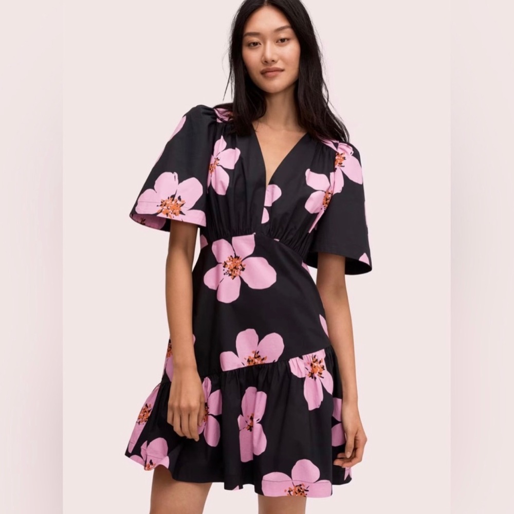Kate Spade New York NWT Grand Flora Dress Pink Black Floral Size 6
